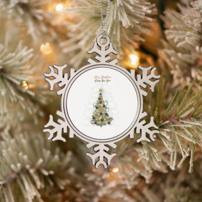 Elegant Gold Christmas tree  snow flakes ornament  (Baum)