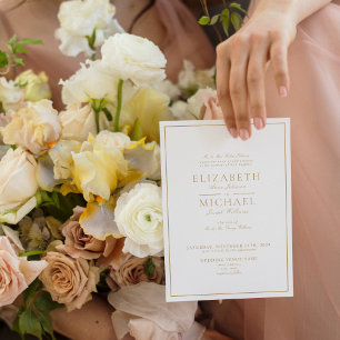 Elegant Gold Classic Script Wedding Einladung