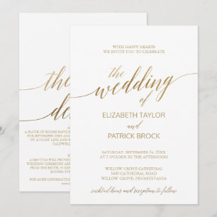 Elegant Gold Cocktailstunde und Details Hochzeit Einladung