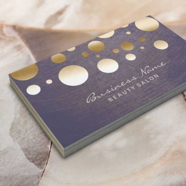Elegant Gold Confetti Dots Beauty Salon Visitenkarte (Von Creator hochgeladen)