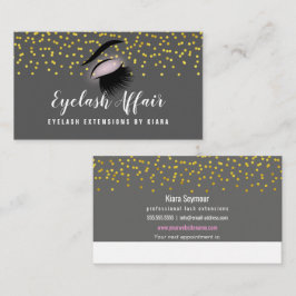 Elegant Gold Confetti Eyelash Extensions Terminkarte