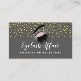 Elegant Gold Confetti Eyelash Extensions Terminkarte