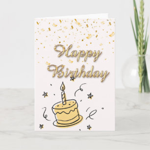 Elegant Gold Confetti Happy Birthday Card - Modern Karte
