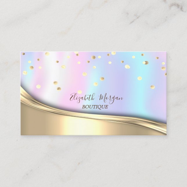 Elegant Gold Confetti, holografisch Visitenkarte (Vorderseite)