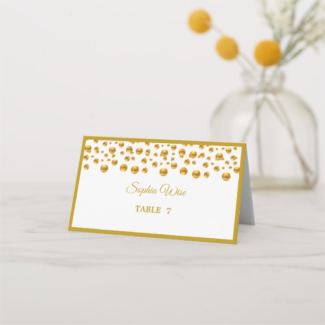 Elegant Gold Confetti Platzkarte (Vorderseite)