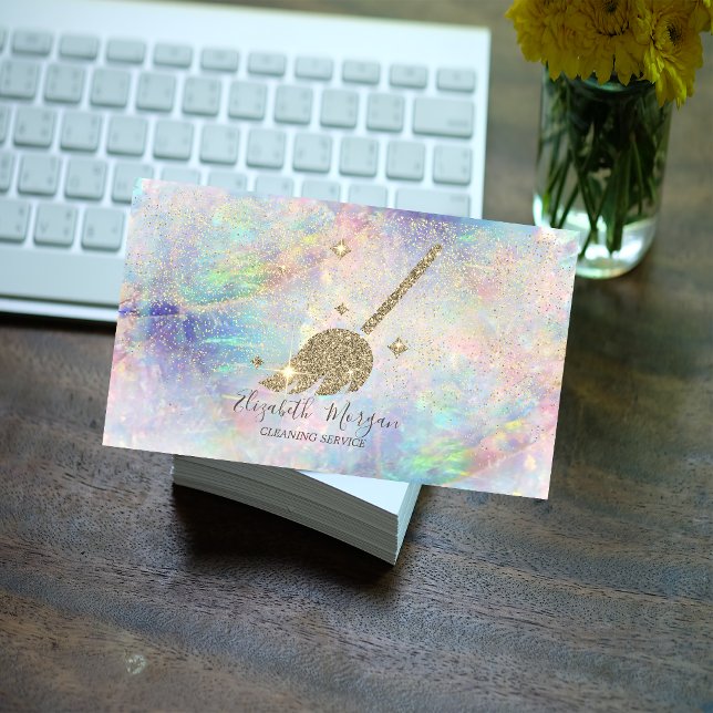 Elegant Gold Confetti ReinigungsHouse Opal Visitenkarte (Von Creator hochgeladen)