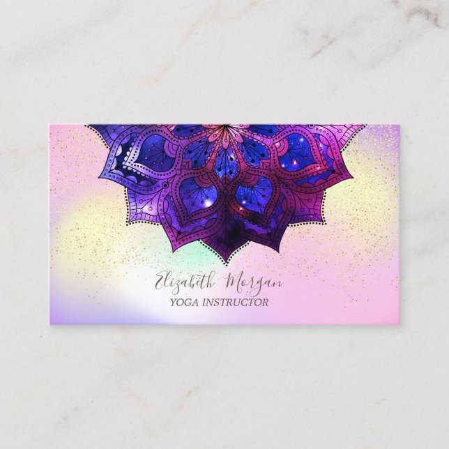Elegant Gold Confetti Yoga Instructor Mandala Visitenkarte (Vorderseite)