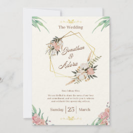 Elegant Gold & Cream Minimalist Wedding Invitation Einladung