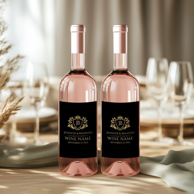 Elegant Gold Crest Frame Wine Label Weinetikett (Von Creator hochgeladen)