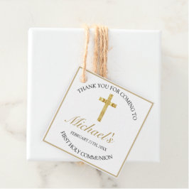 Elegant Gold Cross First Holy Communion White Geschenkanhänger