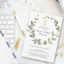 Elegant Gold Cross Heilige Kommunion Grüne