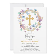 Elegant Gold Cross Taufen Bloral