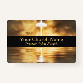 Elegant Gold Cross Water Reflection Church  Ausweis