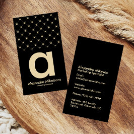 Elegant Gold Crown Grid Black Minimal Visitenkarte