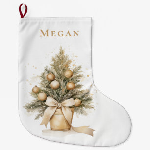 Elegant Gold Custom Merry Christmas Tree Großer Weihnachtsstrumpf