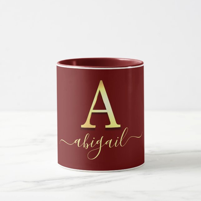 Elegant Gold Custom Monogram A Name Tasse (Zentrum)