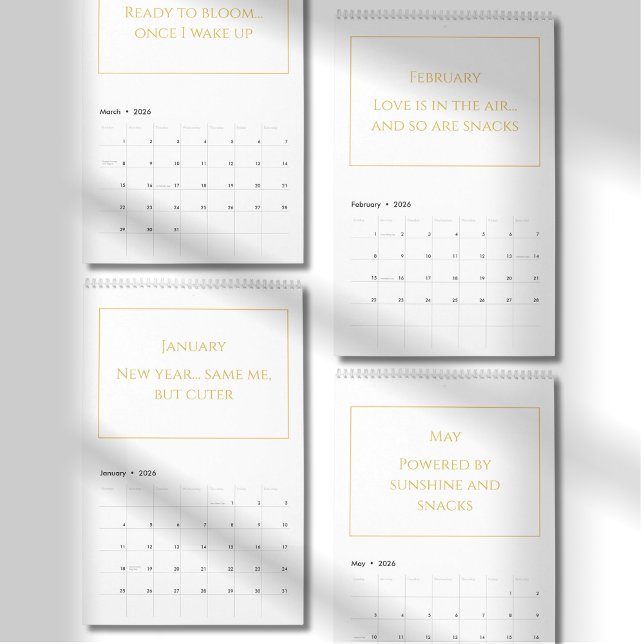 Elegant Gold Cute Quote Calendar 2026 Kalender (Von Creator hochgeladen)