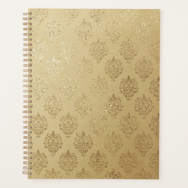 Elegant Gold Damask Planer (Vorderseite)