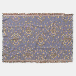 Elegant Gold Damask Throw Blanket | Vintage Periwi Decke