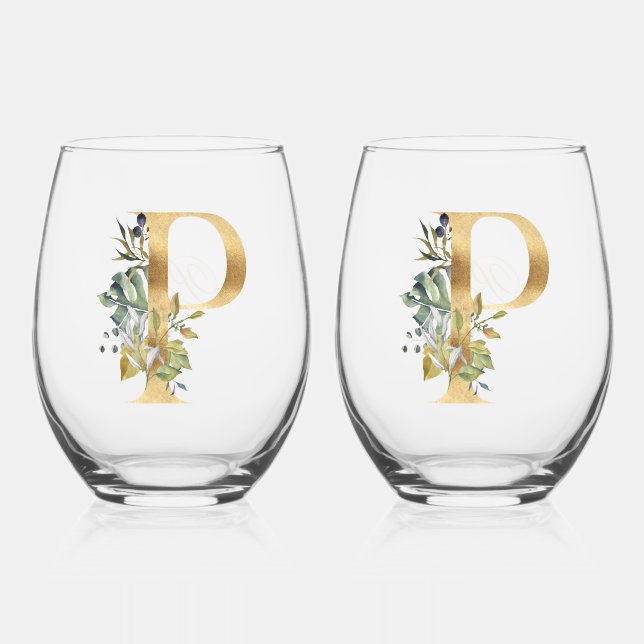 Elegant Gold Decorative Parco Civico-Ciani Weinglas Ohne Stiel (Vorderseite)