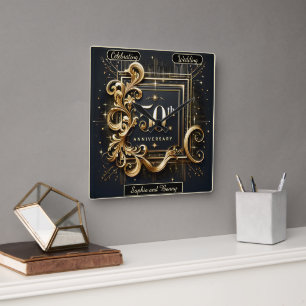 Elegant Gold: Design zum 50. Jubiläum Quadratische Wanduhr