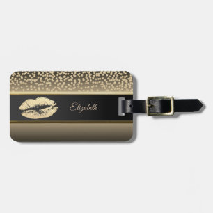 Elegant Gold Diamanten-Glitzernde Lippen-Personali Gepäckanhänger