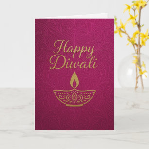 Elegant Gold Diya Happy Diwali Begrüßung Karte