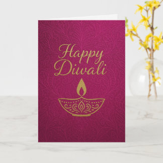 Elegant Gold Diya Happy Diwali Begrüßung Karte