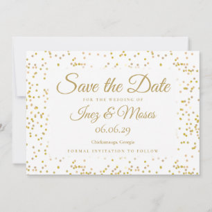 Elegant Gold Dust Confetti Chic Script Wedding Save The Date