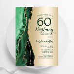 Elegant Gold Emerald Green Agate 60. Geburtstag Einladung<br><div class="desc">Smaragdgrün und Gold agate 60. Geburtstagsfeier Einladung. Elegantes modernes Design mit Aquarellfarben-marmorgeode Hintergrund,  Imitate Glitzer Gold und Typografie Skript-Schriftart. Die trendige Einladungskarte eignet sich perfekt für eine stilvolle Damenfeier. Gedruckte Zazzle Einladungen oder Sofortdownload digitalen druckbaren Vorlage.</div>