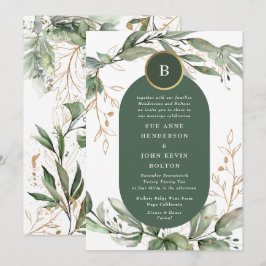 Elegant Gold Eucalyptus Greenery Boho Moss Green Einladung