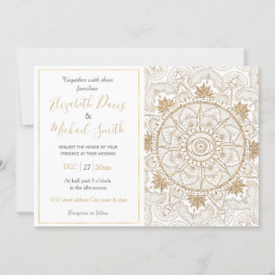 Elegant Gold Eye Sun Moon Mandala White Einladung
