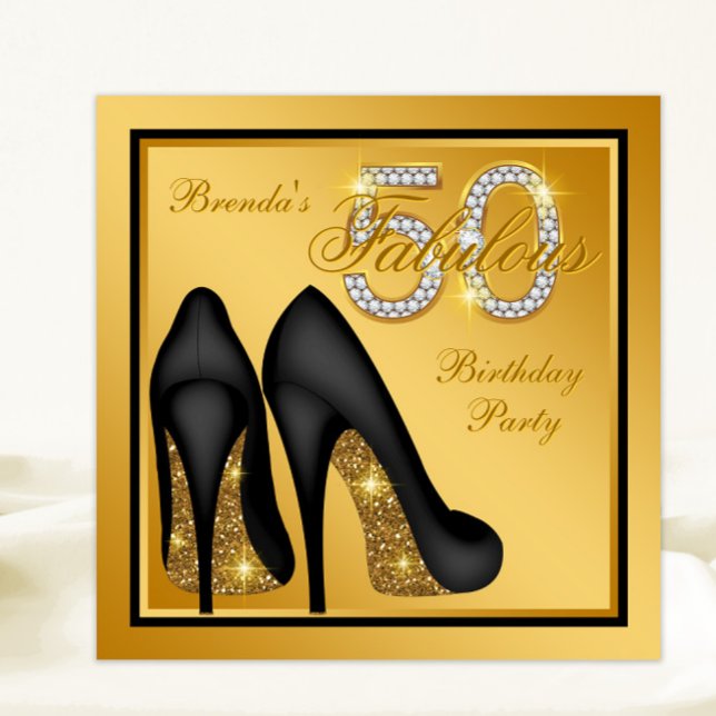 Elegant Gold Fantastische 50. Geburtstagsparty Einladung (Von Creator hochgeladen)