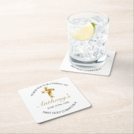 Elegant Gold First Holy Communion Vielen Dank Rechteckiger Pappuntersetzer