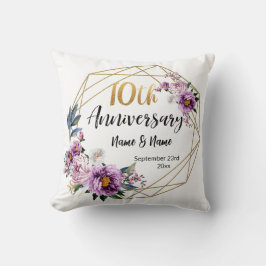 Elegant Gold Floral 10-Jahres-Jubiläum Kissen