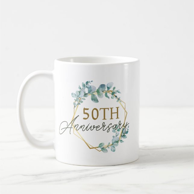 Elegant Gold Floral 50. Hochzeitstag Kaffeetasse (Links)