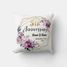 Elegant Gold Floral 5-Jahres-Jubiläum Kissen
