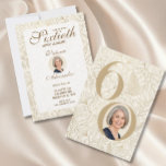 Elegant Gold Floral 60th Birthday Photo Einladung<br><div class="desc">Elegant gold floral 60th birthday photo design featuring a soft botanical pattern,  script lettering,  and a custom portrait area. Perfect for celebrating a milestone with a personalized touch,  adding sophistication and memorable style to your special event.

N.B. The Text color is a cream gold,  not foil.</div>