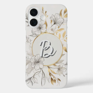 Elegant Gold Floral Chic Botanical Design iPhone 16 Hülle