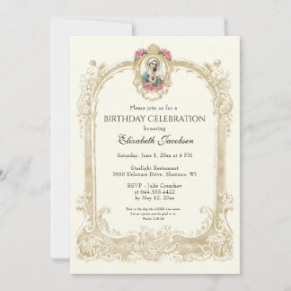 Elegant Gold Floral Einladung