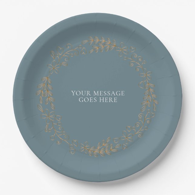 Elegant Gold Floral Garland Pappteller (Vorderseite)