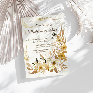 Elegant Gold Floral Golden Wedding Invitation Einladung