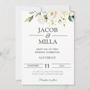 Elegant Gold Floral Greenerity Einladung Hochzeit