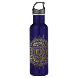 Elegant Gold Floral Henna Mandala Edelstahlflasche