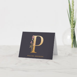 Elegant Gold Floral P Monogram Chic Personalisiert