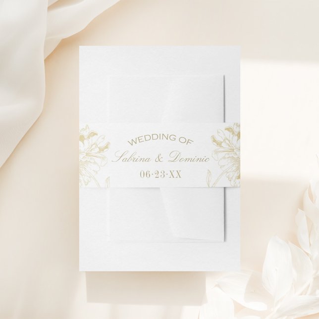 Elegant Gold Floral Peony Wedding Monogram Einladungsbanderole (Von Creator hochgeladen)