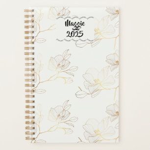 Elegant Gold Floral Personalisiert Wochen/Monat Planer