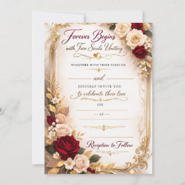Elegant Gold Floral Romantic Wedding Invitation Karte