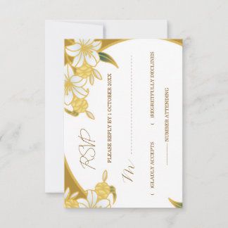 Elegant Gold Floral RSVP Card – Luxury Wedding & 