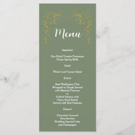 Elegant Gold Floral Sage Green Wedding  Menükarte